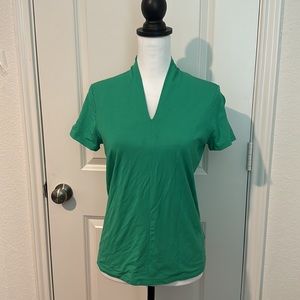 Green V-neck top, Talbots, S Petite